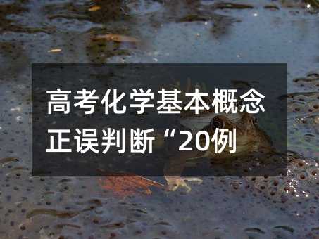 高考化学基本概念正误判断“20例”