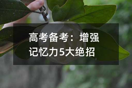 高考备考:增强记忆力5大绝招