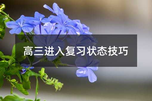高三进入复习状态技巧