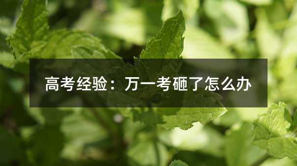 高考经验:万一考砸了怎么办