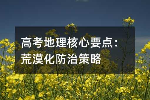 高考地理核心要点:荒漠化防治策略