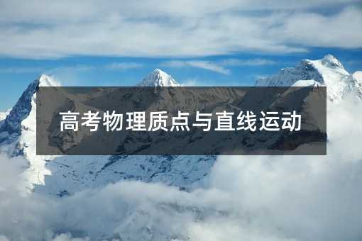高考物理质点与直线运动