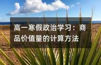 高一寒假政治学习：商品价值量的计算方法