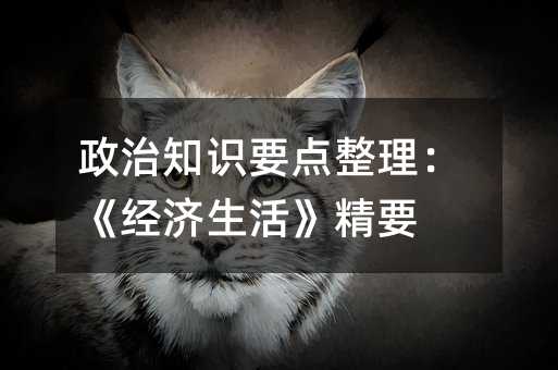 政治知识要点整理:《经济生活》精要