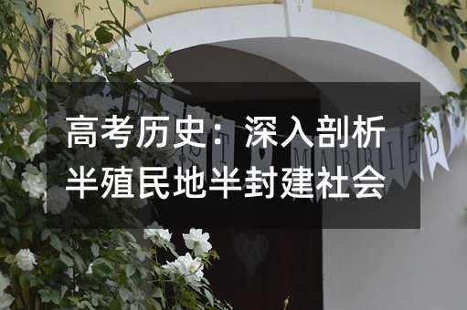 高考历史：深入剖析半殖民地半封建社会