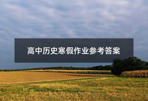 高中历史寒假作业参考答案