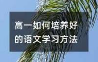 高一如何培养好的语文学习方法