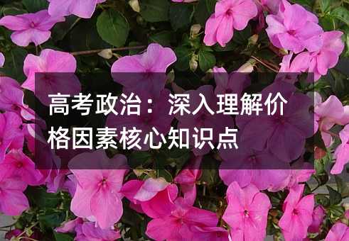 高考政治:深入理解价格因素核心知识点