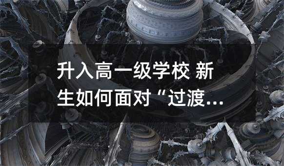 升入高一级学校 新生如何面对“过渡期”