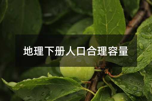 地理下册人口合理容量