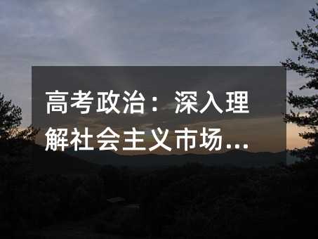 高考政治:深入理解社会主义市场经济