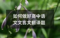 如何做好高中语文文言文翻译题