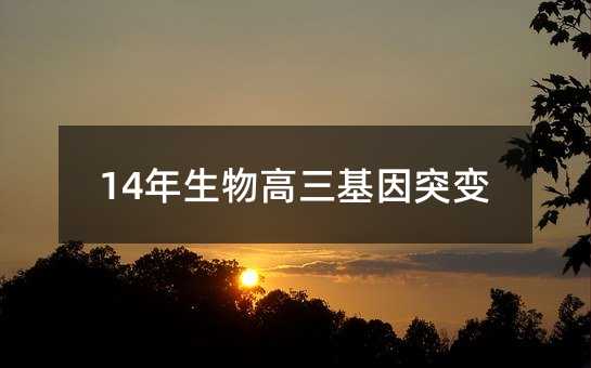 14年生物高三基因突变