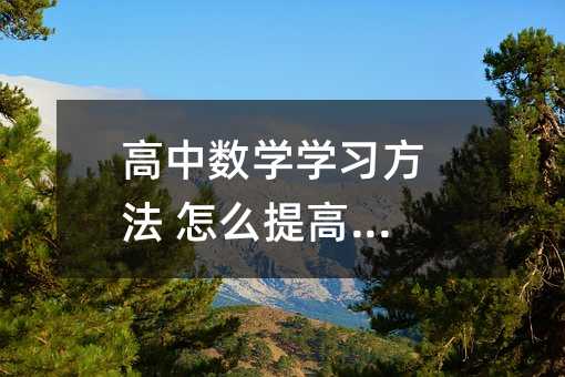 高中数学学习方法 怎么提高成绩