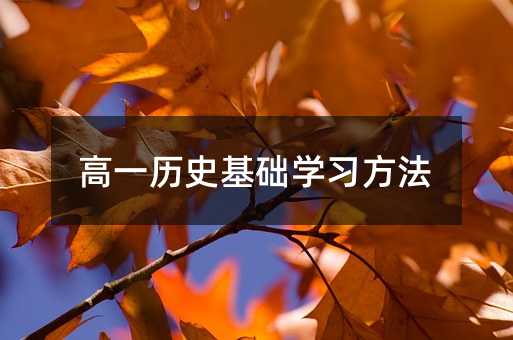 高一历史基础学习方法