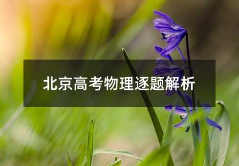 北京高考物理逐题解析