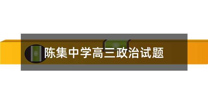 陈集中学高三政治试题